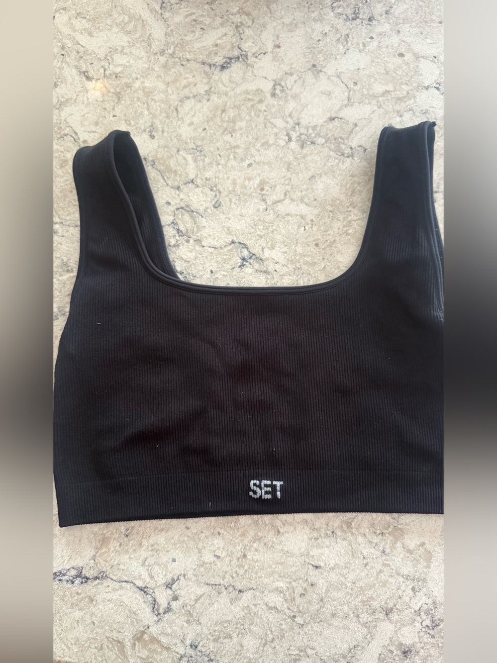 Set active Women's Black Ribbed Scoop Neck Bralette